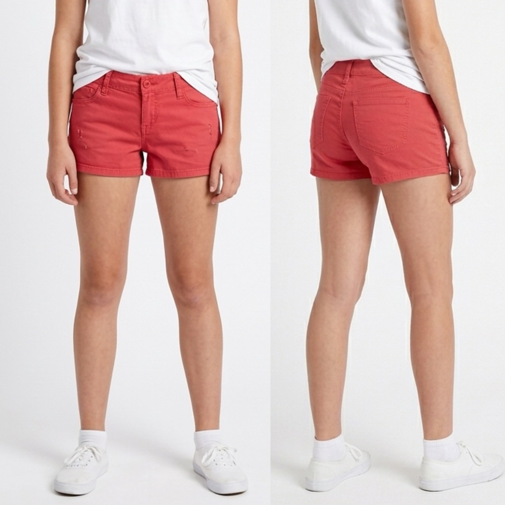 City Streets Juniors Reddish Colored Mid Rise Shorts - Size 1